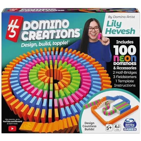 100 Pieces Neon | Kids Games for Game Night | Building Toys for Outdoor Games | Lily Hevesh Dominoes Set for Adults & Kids Ages 5+ {3}