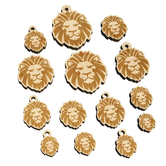 Regal Lion Head Mini Wood Shape Charms Jewelry DIY Craft {7}