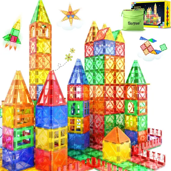 Boys and Girls Magnetic Tiles Building Blocks STEM Learning Toys Sensory Montessori Toys for Toddlers Kids {2}
