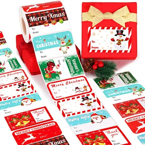 Gift Tag Stickers, Christmas Tags for Gifts 500+ Pcs, Christmas Name Tags - Christmas Stickers, to from Gift Tags Stickers, Gift Sticker Labels Large, 8 Designs Self Adhesive Labels - 2.8&rdquo;1.6&rdquo; {1}