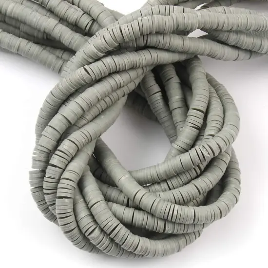 Kitcheniva 6mm Heishi Beads Clay Disc Flat Vinyl DIY Jewelry 10 Strands Grey {1}