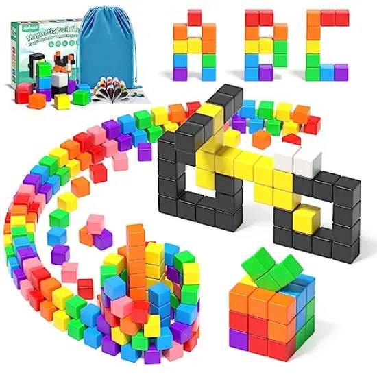 54 Pieces Magnetic Blocks, Magnetic Building Blocks for Toddlers 3+, Montessori Toys, Magnetic Cubes, Preschool STEM Educational Sensory Magnet Toys for Kids Ages 3-5 Year Old Boys and Girls {2}