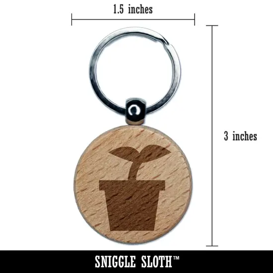 Plant Sprout Gardening Solid Engraved Wood Round Keychain Tag Charm {2}