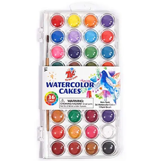 36 Vibrant Water Color With 3 Individual Paint Pallet Non Toxic Washable Kids Paint Portable Painting Supplies for Beginners Artists {2}