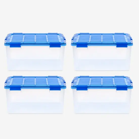IRIS USA 4Pack 62qt WEATHERPRO Airtight Plastic Storage Bin with Lid and Seal and Secure Latching Buckles {5}