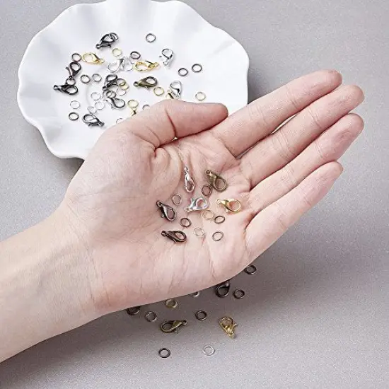 6 Colors Jewelry Finding Kits with 5mm Open Jump Rings & 12x6mm Lobster Claw Clasp for DIY Bracelet Necklace Jewelry Making {6}