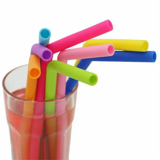 Kitcheniva Reusable Silicone Drinking Straws Straight & Bend {2}
