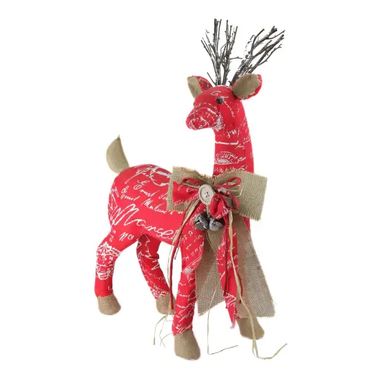 Northlight Reindeer with Burlap Bow Christmas Decoration - 24" - Red and Brown {3}
