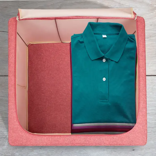 Sorbus Fabric Storage Bins - Stackable, Foldable Organizer, with Clear Window (Set of 2) Pink {5}