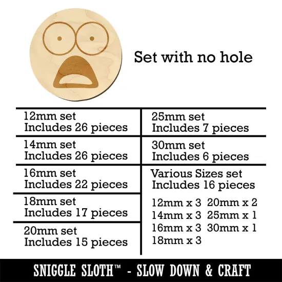 Mouth Agape Shocked Face Mini Wood Shape Charms Jewelry DIY Craft {1}