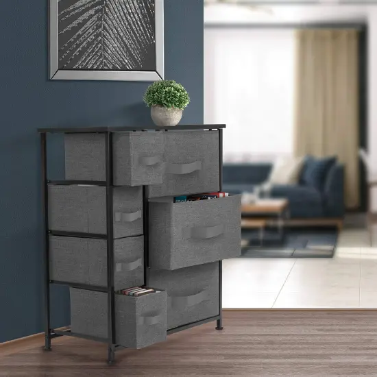 Sorbus Dresser with Drawers - Furniture Storage Tower Unit for Bedroom, Hallway, Closet, Office Organization - Steel Frame, Wood Top, Easy Pull Fabric Bins Black {3}