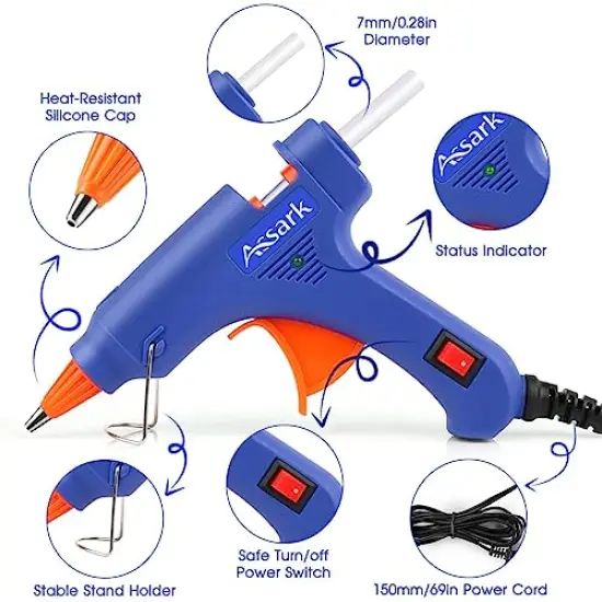 Glue Gun, Mini Hot Glue Gun Kit with 30 Glue Sticks for School Crafts DIY Arts Quick Home Repairs, 20W (Blue) {1}