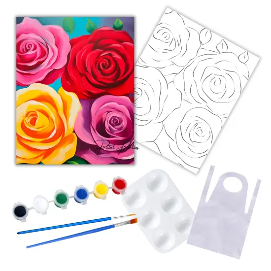 "Box Of Roses" DIY Canvas Art Kit, Adult Beginner, Acrylic Paint Size 11x14 inch {1}