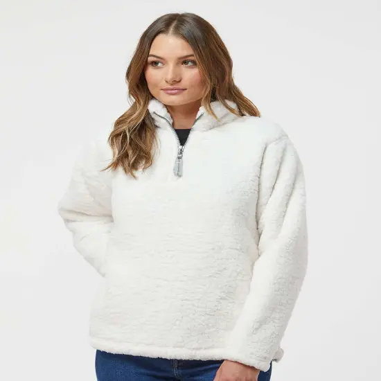 J. America&reg; Women&rsquo;s Epic Sherpa Quarter Zip Pullover Cream {1}