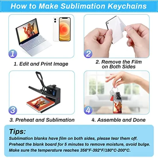 120 Pieces Sublimation Keychain Blanks Bulk Sublimation Keychain Blanks Set with Rectangle Sublimation Blanks, Keychain Tassels, Keychain Rings and Jump Rings for DIY Keychain Crafting {4}