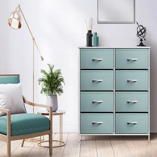 Sorbus Extra Wide Dresser Organizer With 8 Drawers - Large Storage Furniture for Bedroom, Hallway, Living Room, Nursery & Closet Aqua {5}