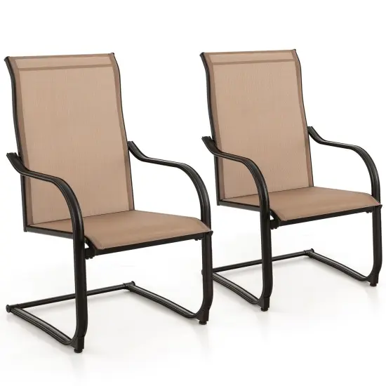 2 Pieces C-Spring Motion Patio Dining Chairs with Breathable Fabric {1}