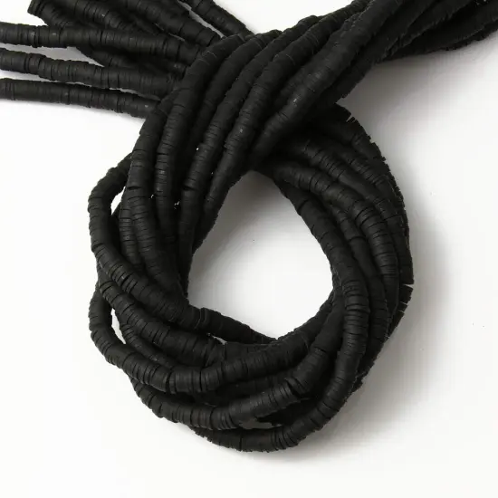 Kitcheniva 6mm Heishi Beads Clay Disc Flat Vinyl DIY Jewelry 10 Strands Black {1}