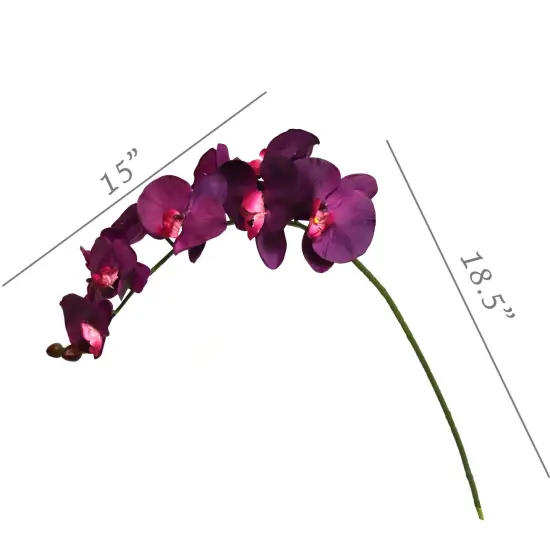 Set of 2: Artificial Phalaenopsis Orchid Stem with 9 Realistic Silk Blooms | 33.5-Inch | Purple | Faux Orchids | Floral Stems | Parties & Events | Weddings | Home & Office Decor {3}