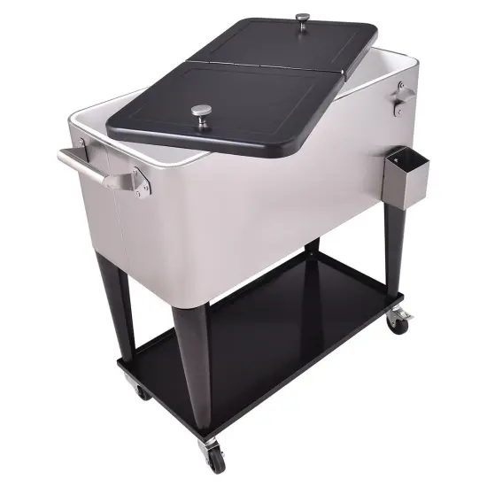 80 Quart Patio Rolling Stainless Steel Ice Beverage Cooler {4}