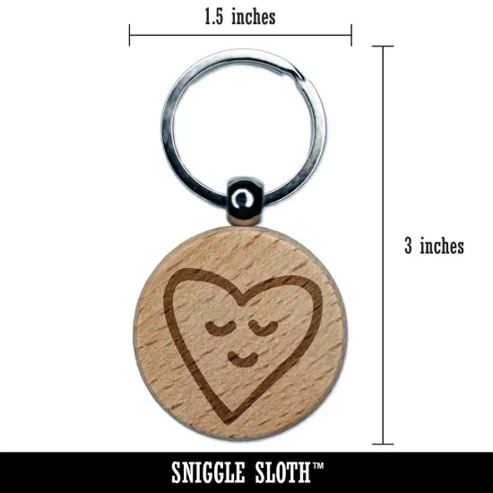 Sleeping Heart Doodle Engraved Wood Round Keychain Tag Charm {2}