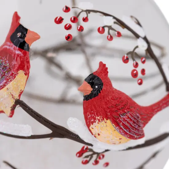 Northlight Cardinals Snowy Winter Scene Glass Ball Christmas Ornament - 4" - Red Clear {7}