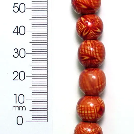 6 Packs of Round Fancy Wood Beads - Dark Brown - 12mm - 2 x 8" Strand {1}