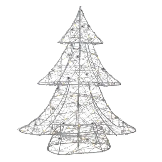 Northlight LED Lighted Wire and Bead Christmas Tree - 15.25" - Silver - Warm White Lights {1}