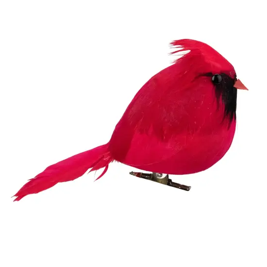 Northlight Cardinal Bird Clip-on Christmas Ornament - 5" - Red and Black {1}