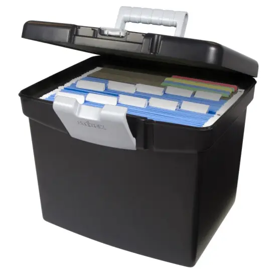 Storex Portable File Box, with XL Storage Lid, Black (Case of 2) {1}