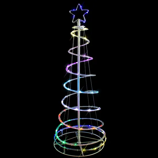 Northlight 4' LED Color Changing Multiple Function Outdoor Spiral Christmas Tree White {1}