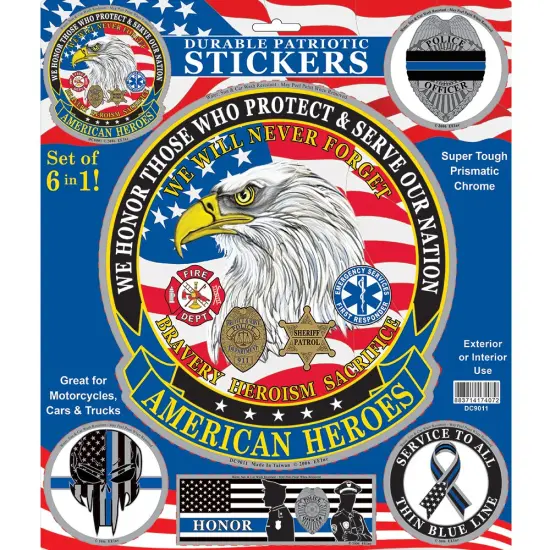 Patriotic American Sticker Hero-PD Pack of 6 (12.25"x14.25") {1}