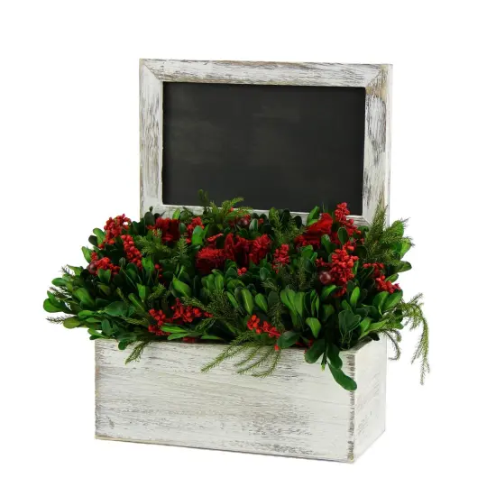 Allstate Artificial Floral Chalkboard Planter - 11" - White Multi {3}