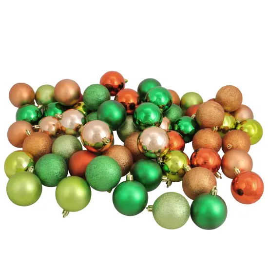 Northlight Shatterproof 3-Finish Christmas Ball Ornaments - 2.5" (60mm) - Green and Orange - 60ct {1}
