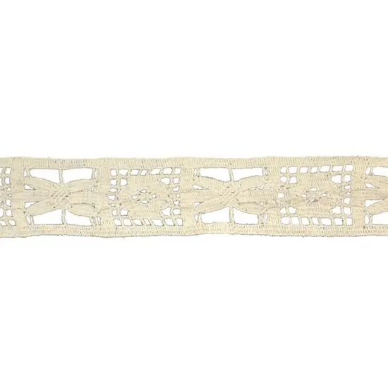 Belagio Cotton Cluny Lace Trim, 1.5" Wide, Woven Design, Ivory, 25-Yard Bolt {1}