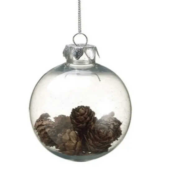 Allstate Country Cabin Clear Plastic Mini Pine Cone Filled Christmas Ball Ornament 3.5 (88 mm) {1}