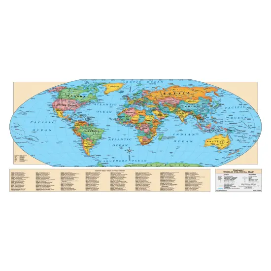Replogle 49&Prime;W X 33&Prime;H Laminated World Map {1}
