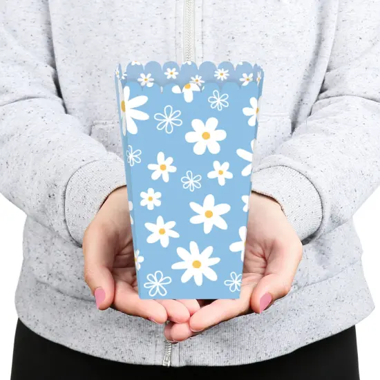 Big Dot of Happiness Blue Daisy Flowers - Floral Party Favor Popcorn Treat Boxes - Set of 12 {6}