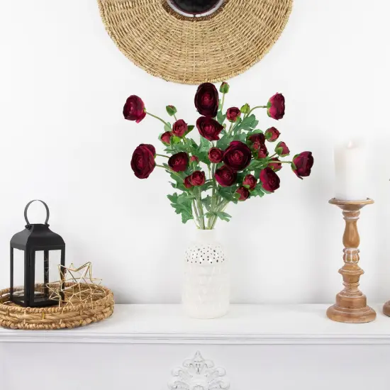 Northlight Real Touch&trade; Red Ranunculus Artificial Floral Sprays, Set of 6 - 21" {3}