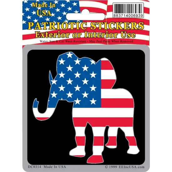 Patritotic Repiblican Sticker with and American Flag Elephant (3"x4-1/4") {1}