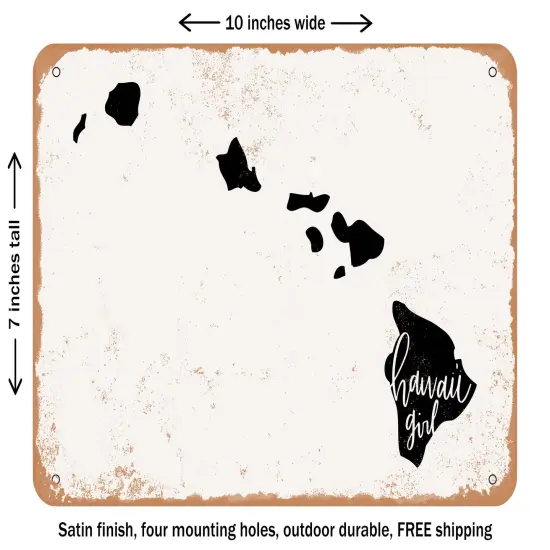 DECORATIVE METAL SIGN - Hawaii Girl - Vintage Rusty Look {1}