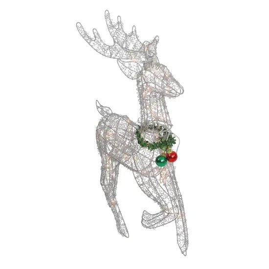 Northlight Lighted Prancing Reindeer Christmas Outdoor Decoration - 25.5" - Clear Lights Silver {3}
