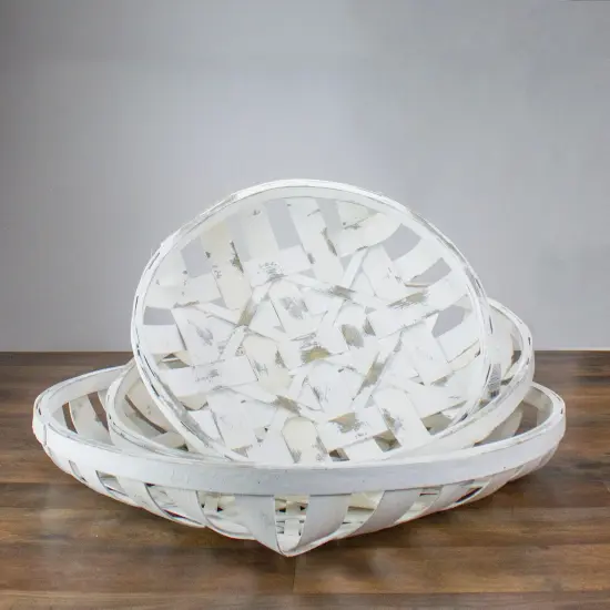 Raz Set of 3 White Circular Woven Baskets 24.5" {3}