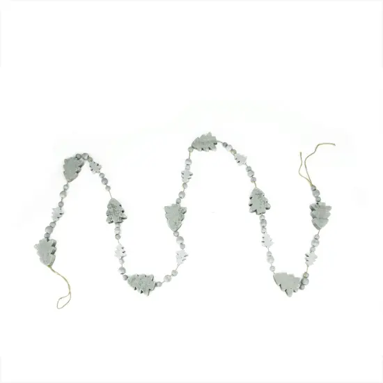 Napa Home & Garden 6' x 2" Alpine Chic Beaded Artificial Christmas Garland - Unlit Silver {1}