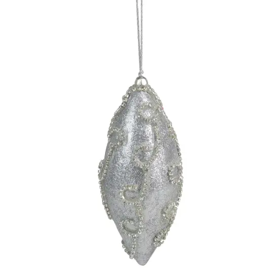 Allstate Glitter Silver Shatterproof Christmas Finial Ornament 6" {1}