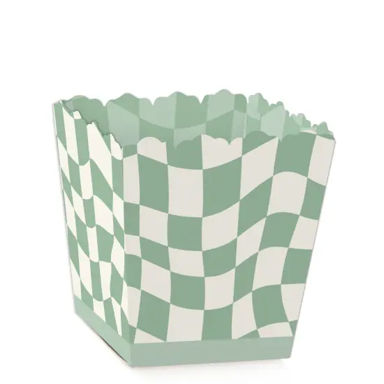 Big Dot of Happiness Sage Green Checkered Party - Party Mini Favor Boxes - Treat Candy Boxes - Set of 12 {1}