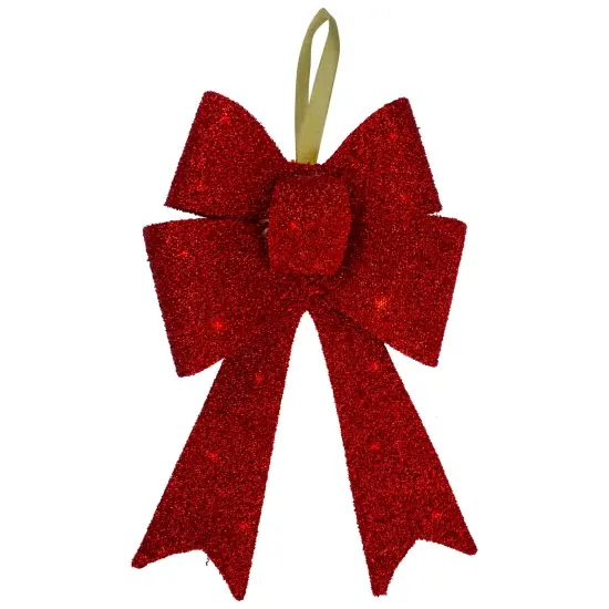 Northlight LED Lighted Tinsel Bow Christmas Decoration - 19"- Warm White Red {1}