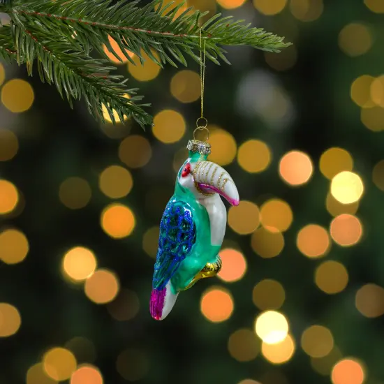 Northlight 4.75" Multi-Colored Glass Toucan Christmas Ornament {3}