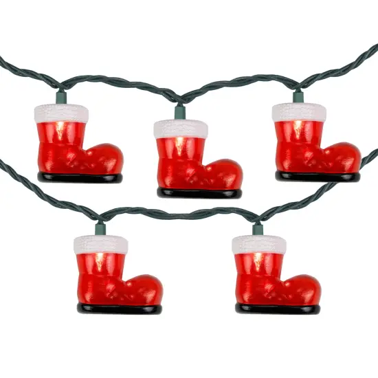 Northlight Santa's Boots Christmas Light Set - Clear - 7.5' Green Wire - 10ct Red {3}