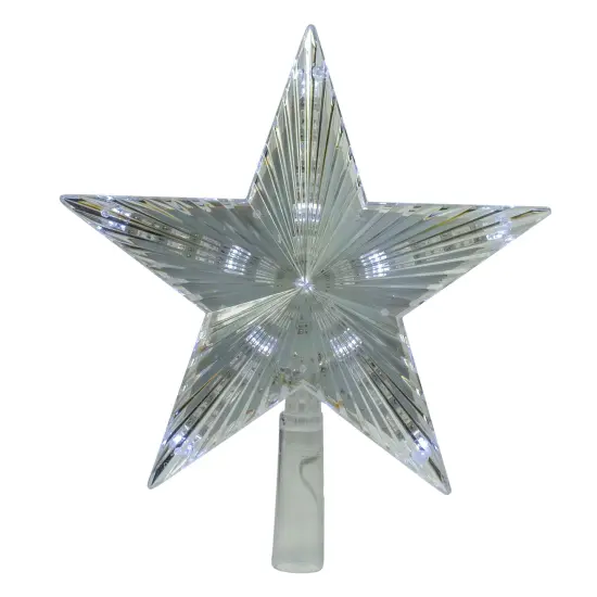 Hofert 9.5" Lighted Clear Twinkling 5-Point Star Christmas Tree Topper - Clear White LED Lights {1}
